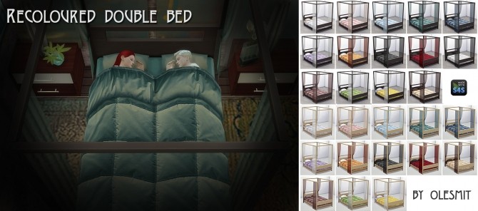 Sims 4 Recoloured textures double bed by Olesmit at OleSims