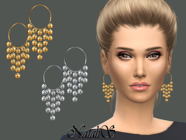 Sims 4 Ethnic Hammered Earrings by NataliS at TSR