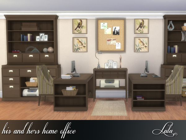 Sims 4 His and Hers Home Office by Lulu265 at TSR