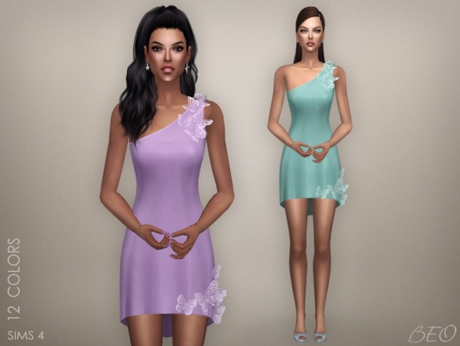 Sims 4 BUTTERFLIES SHORT DRESS at BEO Creations