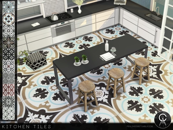 Sims 4 Kitchen Floor Tiles by Pralinesims at TSR