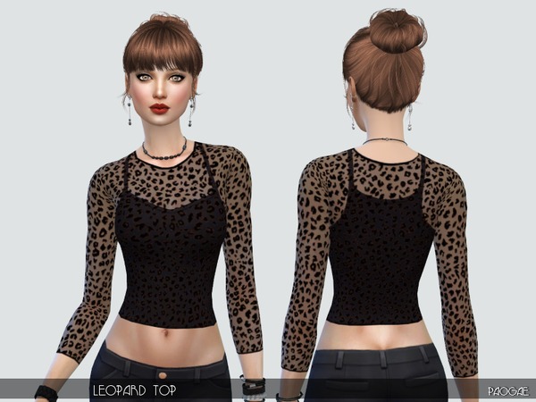 Sims 4 Leopard top by Paogae at TSR