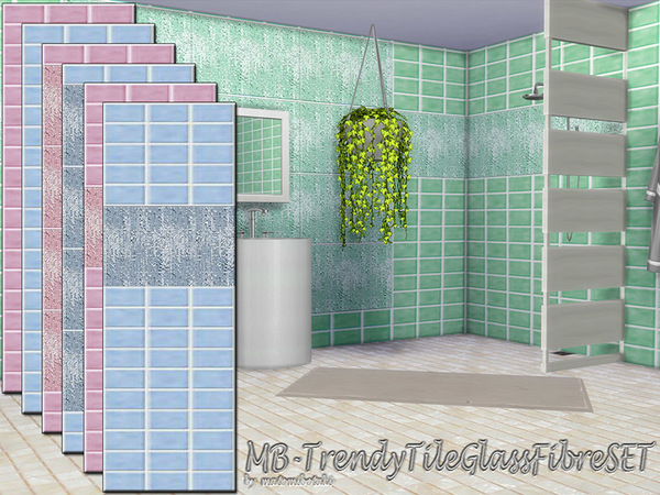 Sims 4 MB Trendy Tile Glass Fibre set by matomibotaki at TSR