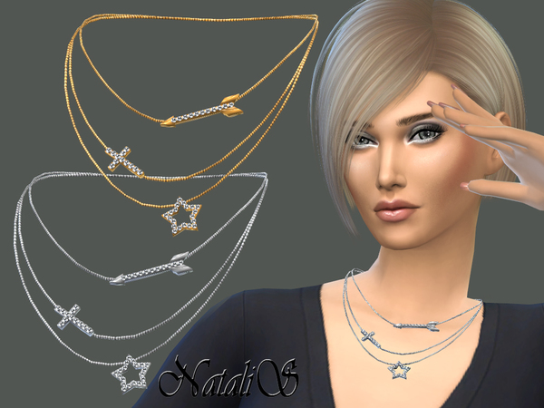Sims 4 Pretty Layered Necklace by NataliS at TSR