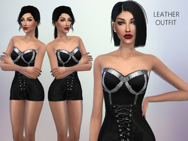 Sims 4 Leather Outfit by Puresim at TSR
