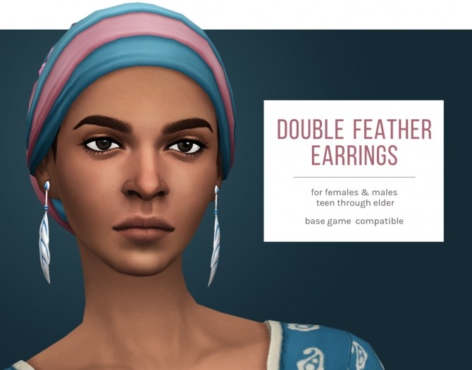 Sims 4 Double Feather Earrings at Femmeonamissionsims