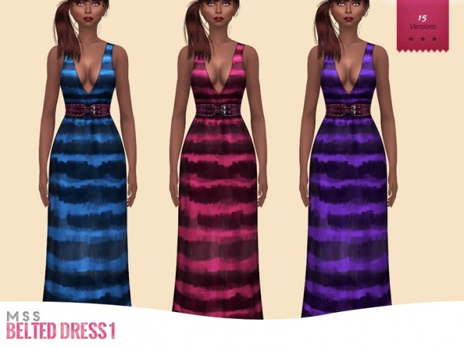 Sims 4 Belted Dress 1 by midnightskysims at SimsWorkshop