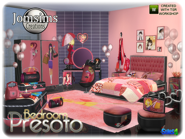 Sims 4 Presoto bedroom girly by jomsims at TSR