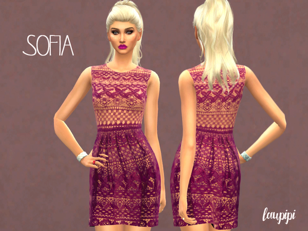 Sims 4 Sofia lace short dress by laupipi at TSR