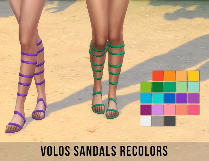 Sims 4 Volos Gladiator Sandals Recolors at Maimouth Sims4