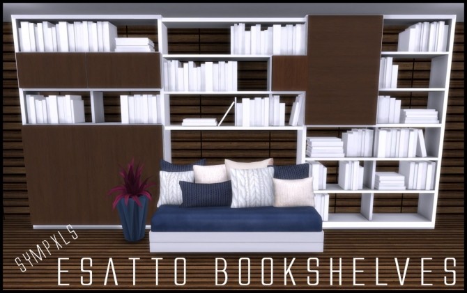 Sims 4 Esatto Bookshelves by Sympxls at SimsWorkshop