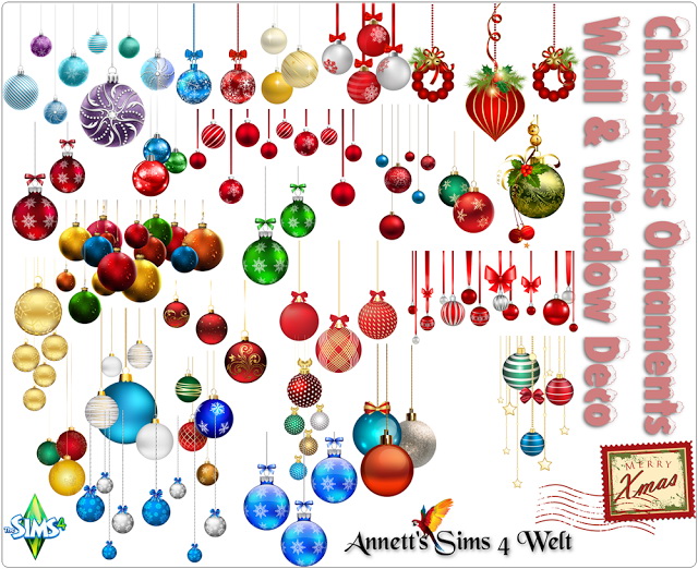 Sims 4 Christmas Ornaments Wall & Windows Deco at Annett’s Sims 4 Welt