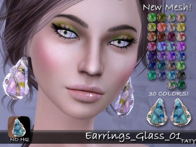 Sims 4 Earrings Glass 01 by Taty86 at SimsWorkshop