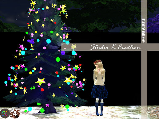 Sims 4 Christmas tree with decor light set at Studio K Creation