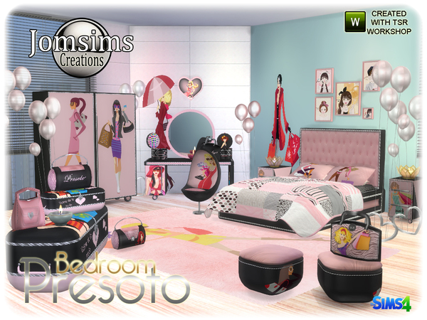 Sims 4 Presoto bedroom girly by jomsims at TSR