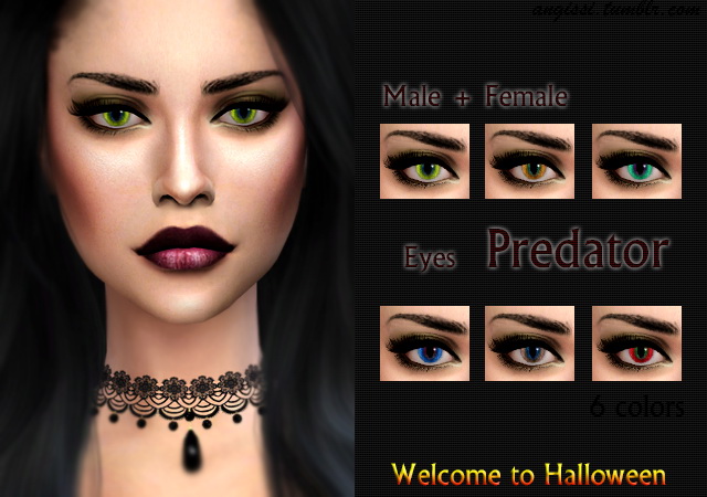 Sims 4 Predator eyes + Gothic vampire lips at Angissi