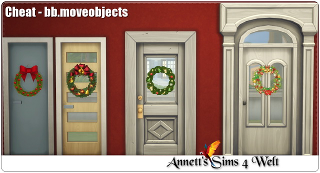 Sims 4 Christmas Wreaths Wall & Doors & Windows Deco at Annett’s Sims 4 Welt