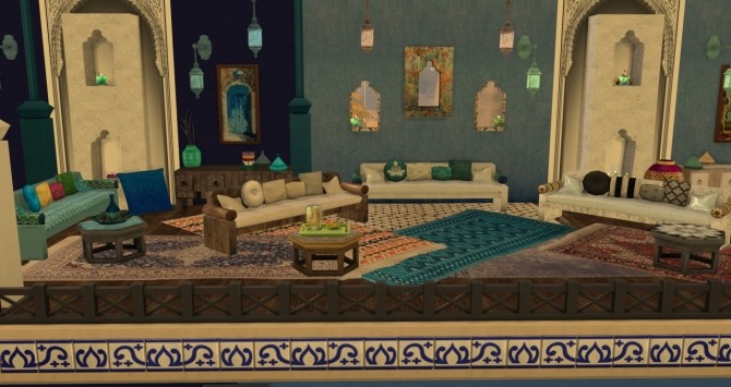 Sims 4 Rabat Lounge Morocco Set at Tkangie – Armchair Traveler