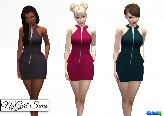 Sims 4 Zippered Peplum Mini Dress at NyGirl Sims