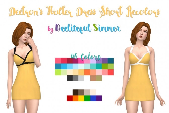 Sims 4 Deetrons short halter dress recolors at Deeliteful Simmer