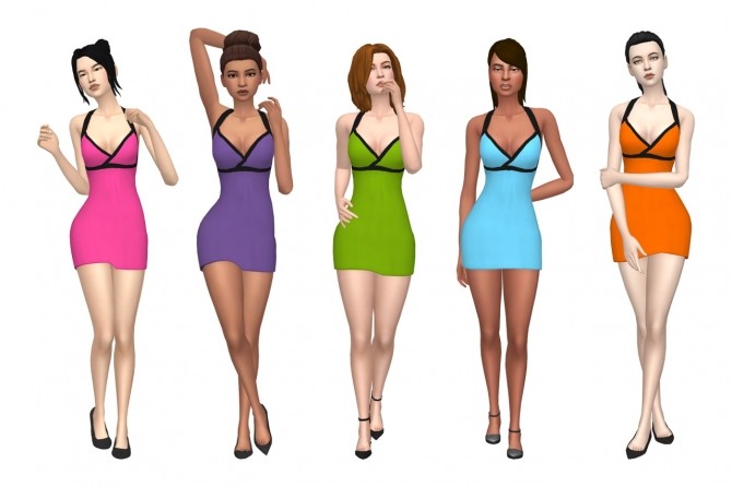 Sims 4 Deetrons short halter dress recolors at Deeliteful Simmer
