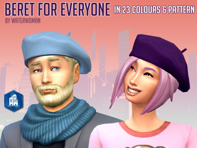 Sims 4 Beret for everyone by Waterwoman at Akisima