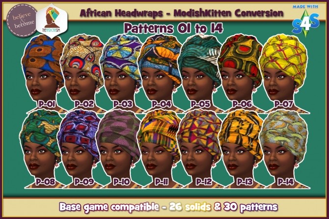 Sims 4 Conversion of ModishKitten’s African Headwrap at The African Sim