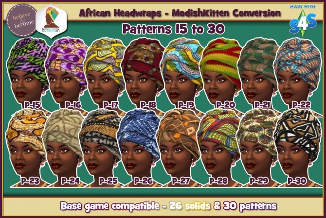 Sims 4 Conversion of ModishKitten’s African Headwrap at The African Sim