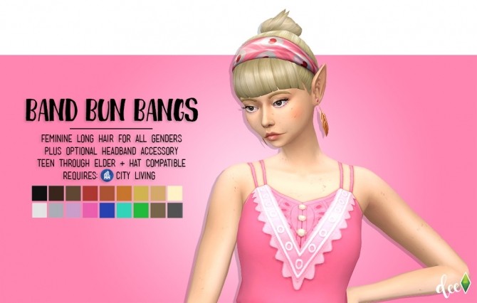 Sims 4 Band Bun Bangs at Deetron Sims
