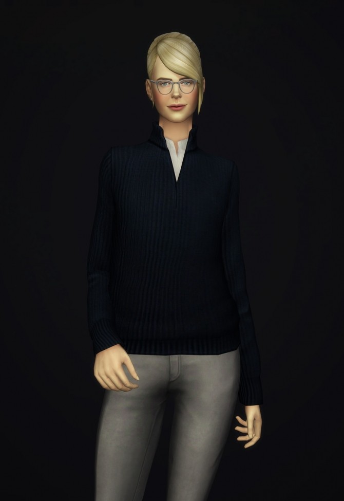 Sims 4 Women Half Zip Mock Neck Sweater at Rusty Nail