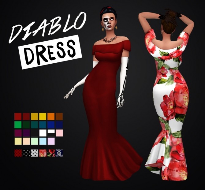 Sims 4 Diablo Dress + Lacey & Bone Gloves at Femmeonamissionsims