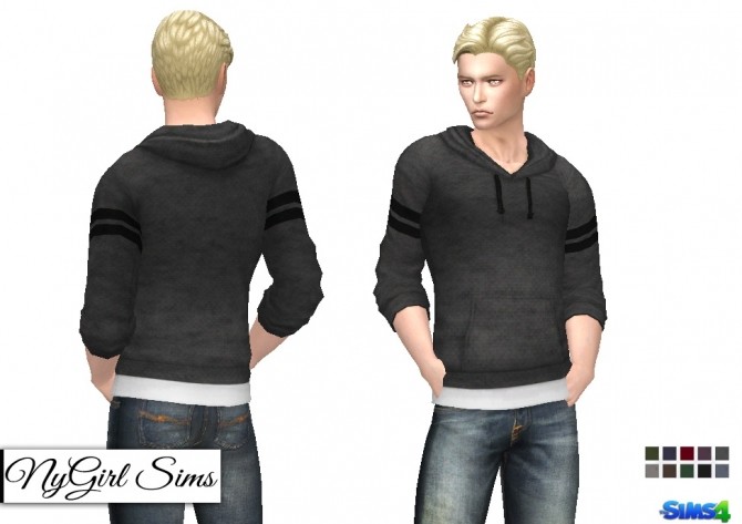 Sims 4 Varsity Striped Hooded Sweater with Undershirt at NyGirl Sims