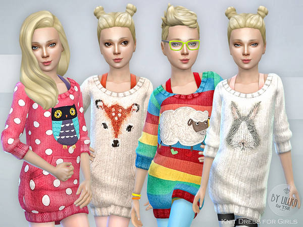 Sims 4 Knit Dress for Girls by lillka at TSR