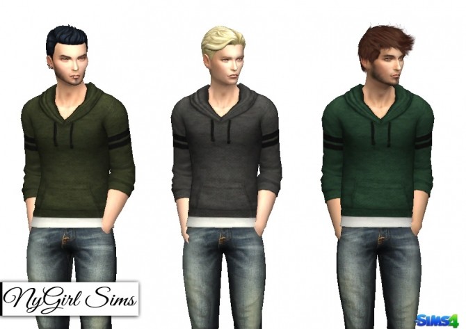 Sims 4 Varsity Striped Hooded Sweater with Undershirt at NyGirl Sims