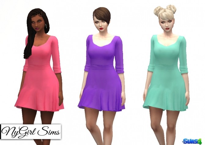 Sims 4 Scoop Neck Skater Dress at NyGirl Sims
