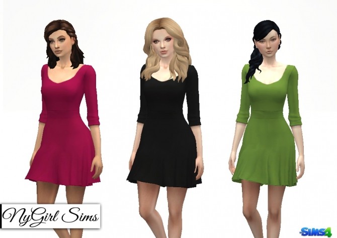Sims 4 Scoop Neck Skater Dress at NyGirl Sims