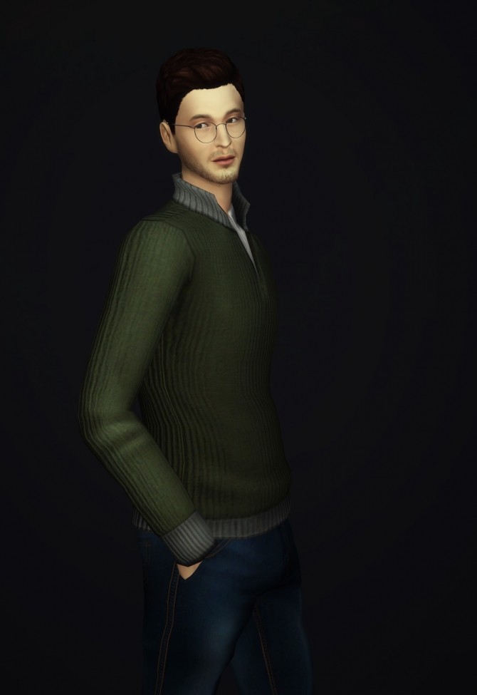 Men Half Zip Mock Neck Sweater at Rusty Nail » Sims 4 Updates