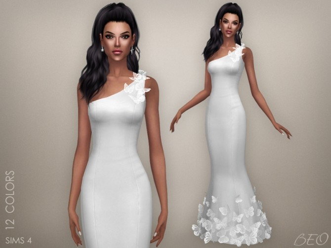 Sims 4 BUTTERFLIES WEDDING DRESS at BEO Creations