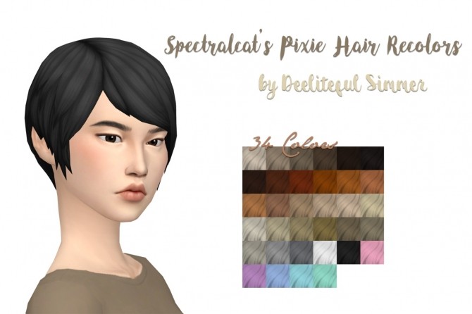 Sims 4 Spectralcats Pixie hair recolors at Deeliteful Simmer