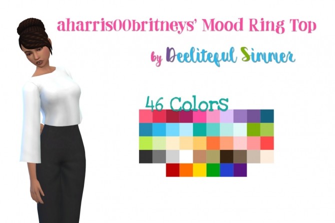 Sims 4 Aharris00britney‘s Mood Ring Crop Top recolors at Deeliteful Simmer