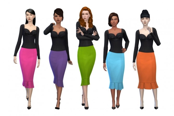 Sims 4 Vintage Glamour skirt recolored at Deeliteful Simmer