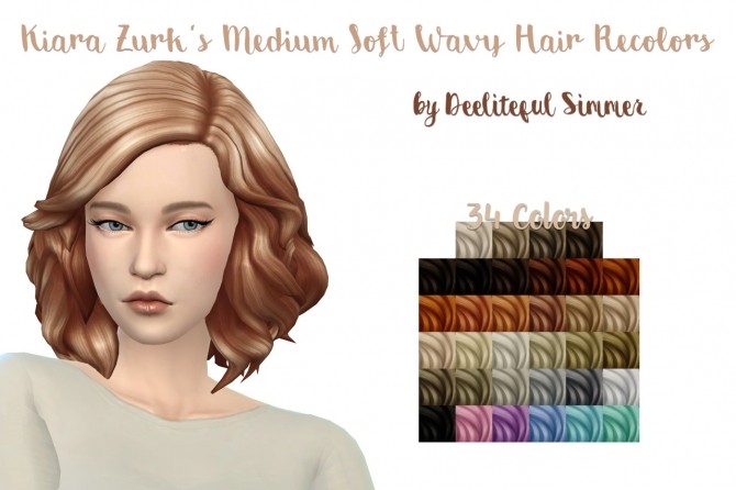 Sims 4 Kiara Zurks Medium Soft Wavy Hair recolors at Deeliteful Simmer