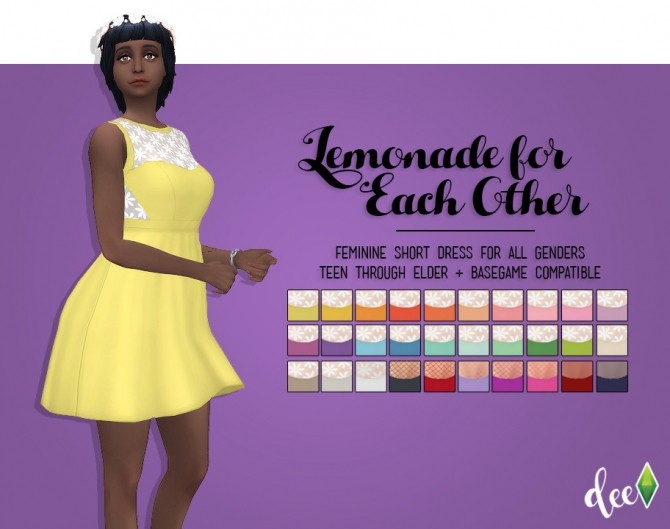 Sims 4 Lemonade for Each Other Dress at Deetron Sims