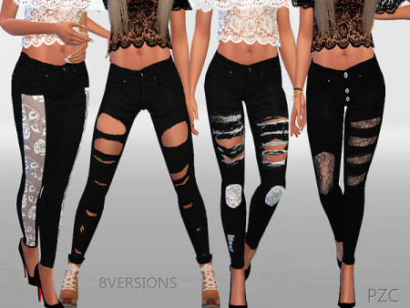 Winter black ripped jeans collection by Pinkzombiecupcakes at TSR ...