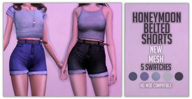 Sims 4 HONEYMOON BELTED SHORTS at Volatile Sims