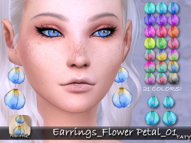 Sims 4 Earrings Flower Petal 01 by Taty86 at SimsWorkshop