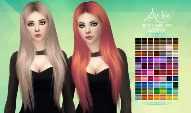 Sims 4 Nightcrawler’s Dayana Hair Retexture at Aveira Sims 4