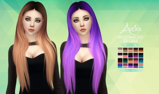 Sims 4 Nightcrawler’s Dayana Hair Retexture at Aveira Sims 4