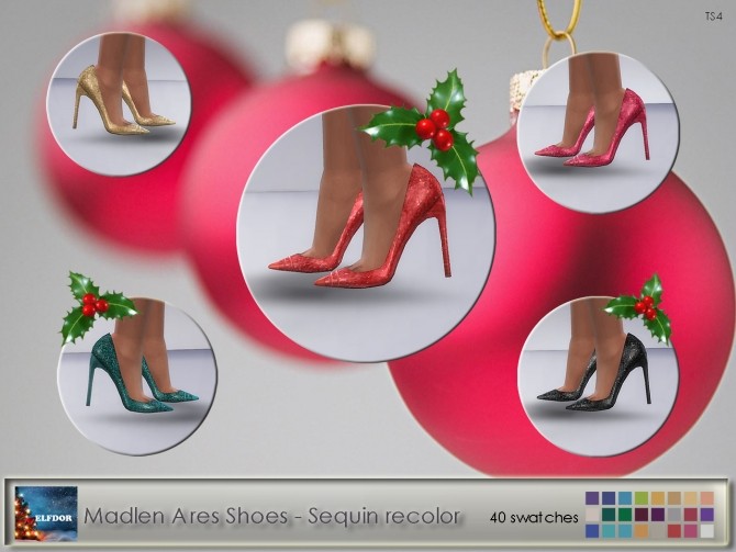 Sims 4 Madlen Ares Shoes Sequin Recolor at Elfdor Sims