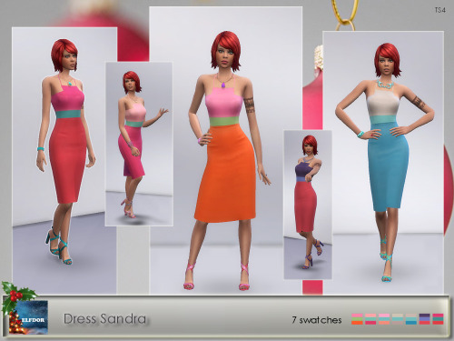 Sims 4 Sandra Dress Party and Christmas version at Elfdor Sims